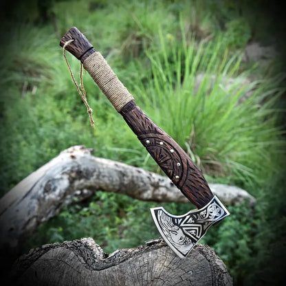 Damascus Steel Viking Axe, Personalized Hand Forged Viking Axe For Warrior, Custom Made Viking Gifts For Cosplay Party, Handmade Throwing Ax