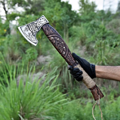 Damascus Steel Viking Axe, Personalized Hand Forged Viking Axe For Warrior, Custom Made Viking Gifts For Cosplay Party, Handmade Throwing Ax