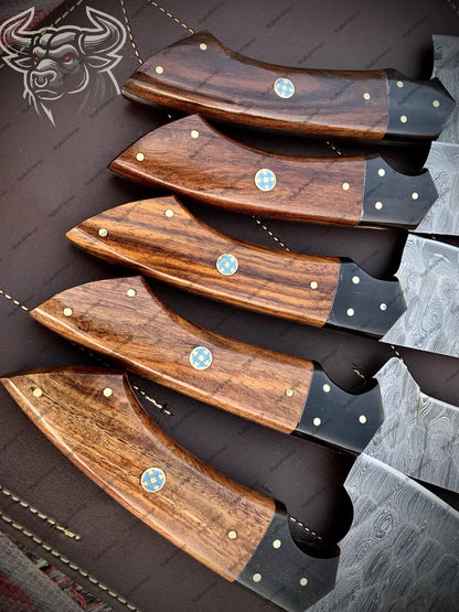 Hand Forged Damascus Steel Chef Knife Set, Kitchen Knives  Chef Knive Set, Handmade 5 Pcs Luxury Damasuc Knife Gift for him, Gifts for her