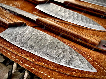 5Pcs Hand Forged Damascus Chef Set | Damascus Kitchen Knives | Damascus Chef Knife Set | DAMASCUS Chef Set | CHRISTMAS Gift | GROOMSMAN Gift