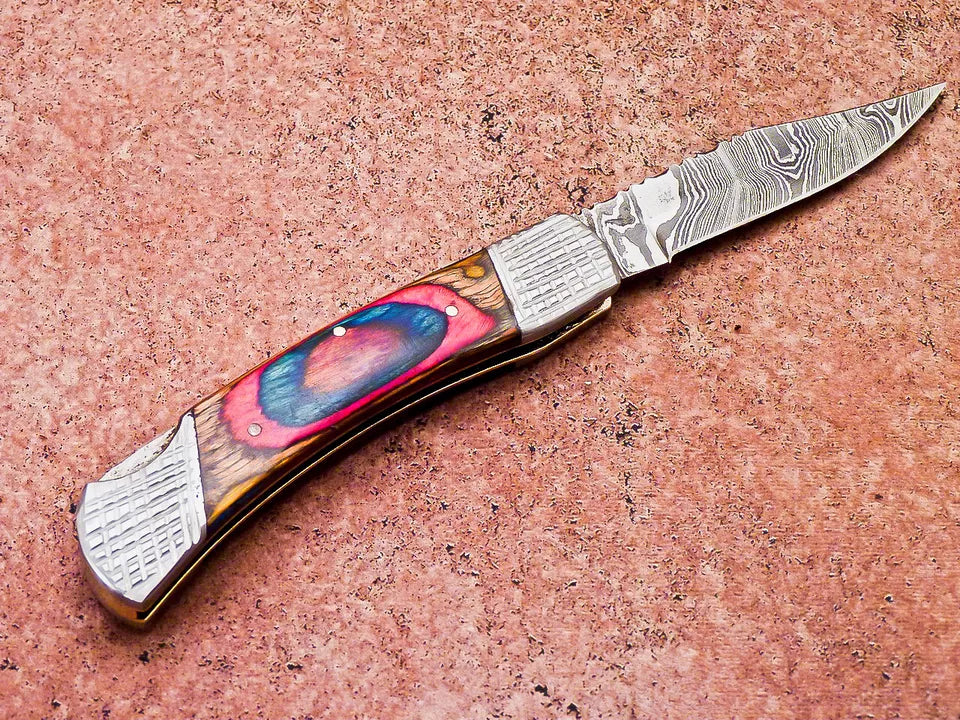 Custom Handmade Forged Damascus Steel Folding Pocket Knife